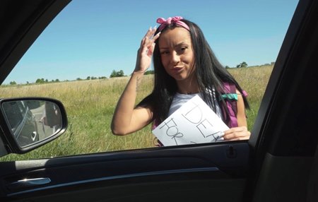 Горяча мулатка договаривается о подвозе за "маленькую благодарочку".